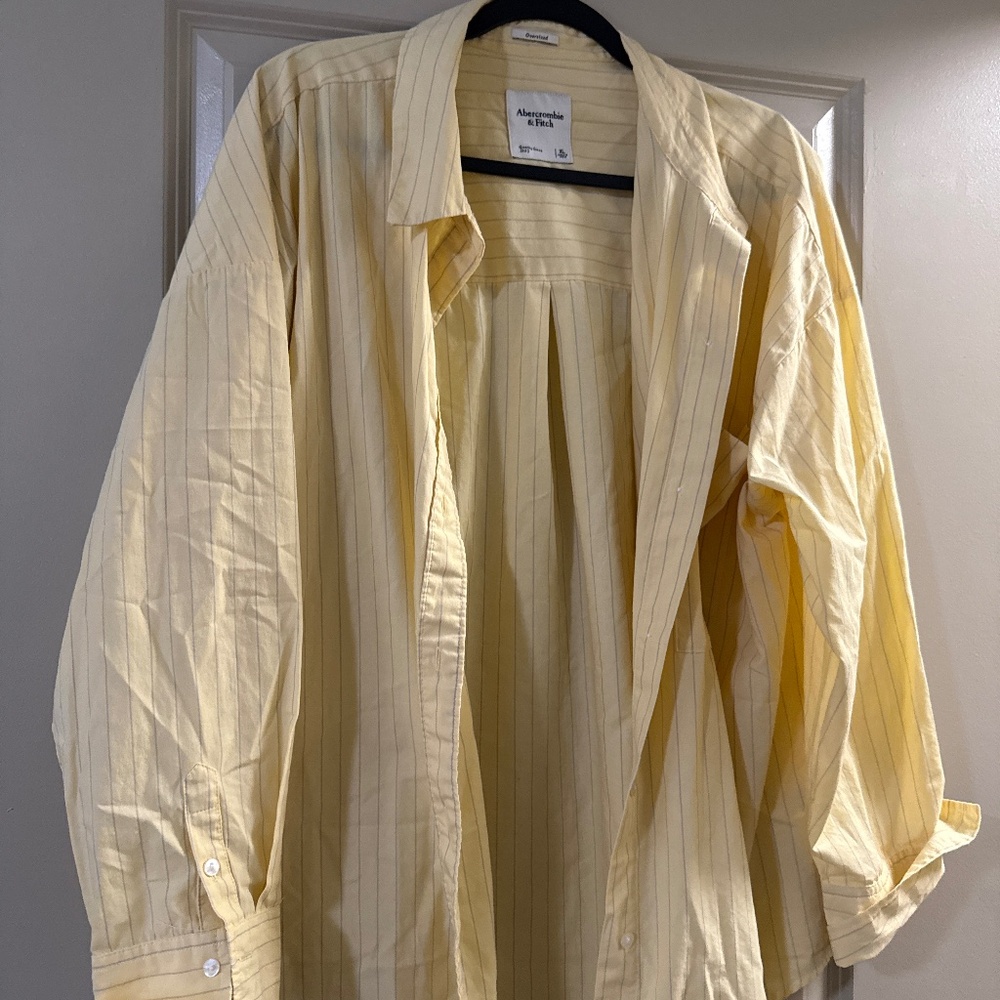 Abercrombie & Fitch Yellow Pinstripe Button-Up Shirt